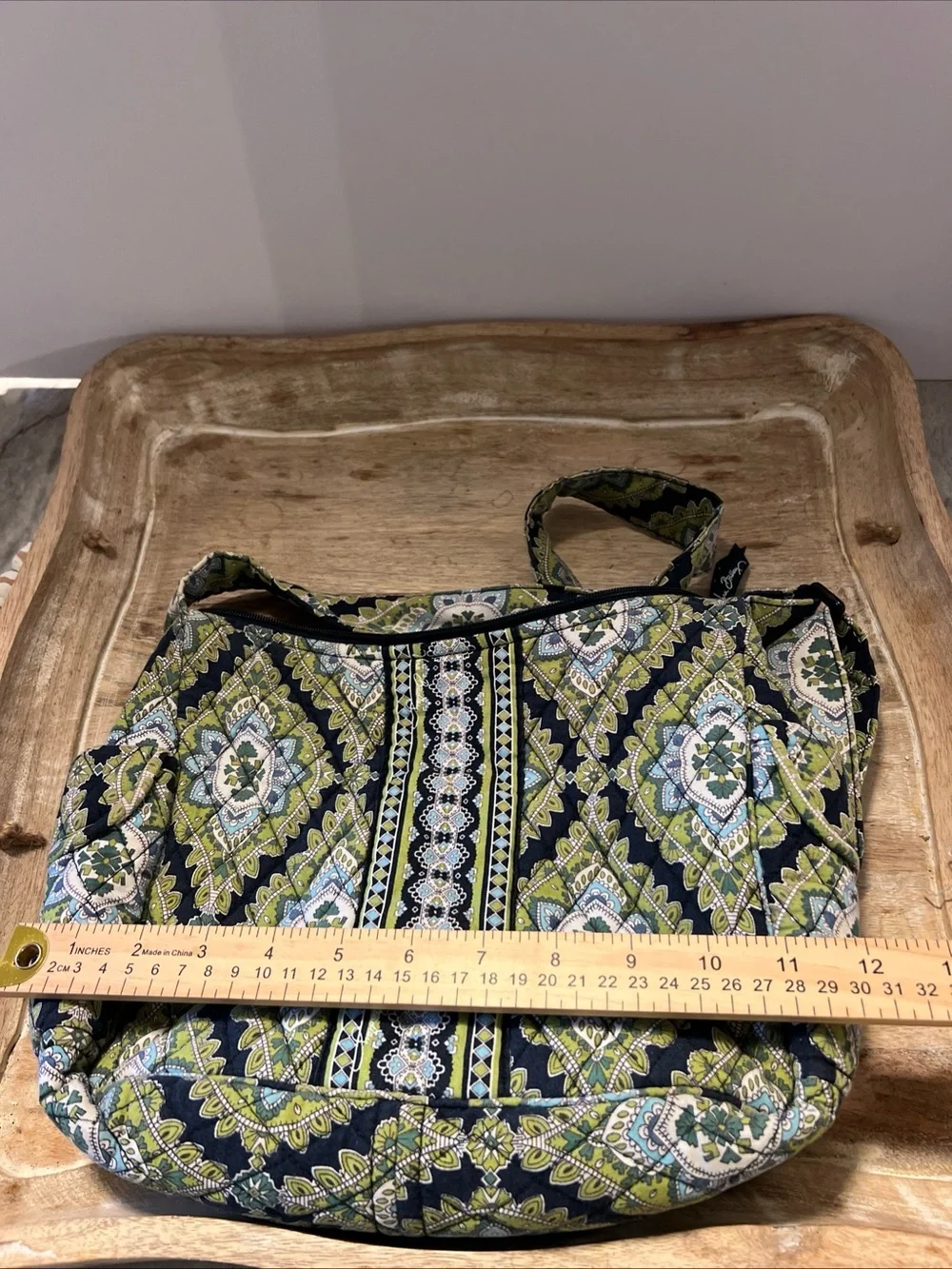 Vera Bradley Navy and Green Patterned Quilted Shoulder Bag
